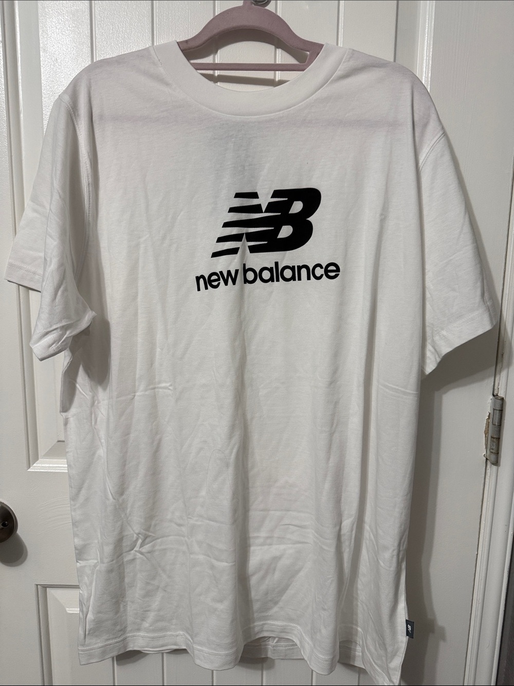 New Balance White Short-Sleeve Tee with Black Logo